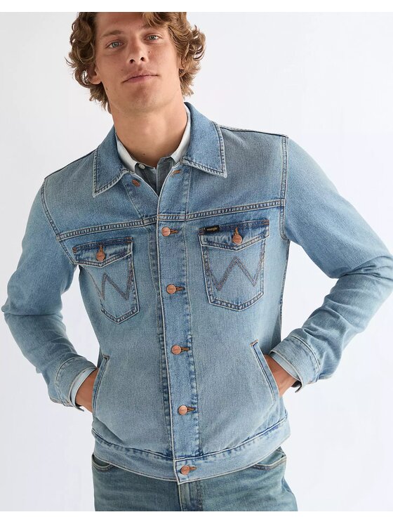 Wrangler Wrangler Kurtka jeansowa DENIM JACKET Niebieski Regular Fit