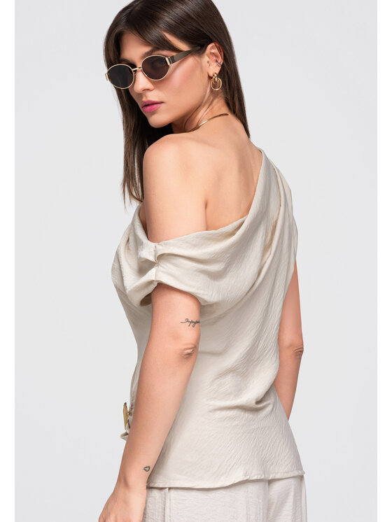 Ombre Ombre Bluzka OW-TS-E0053 Beżowy Loose Fit