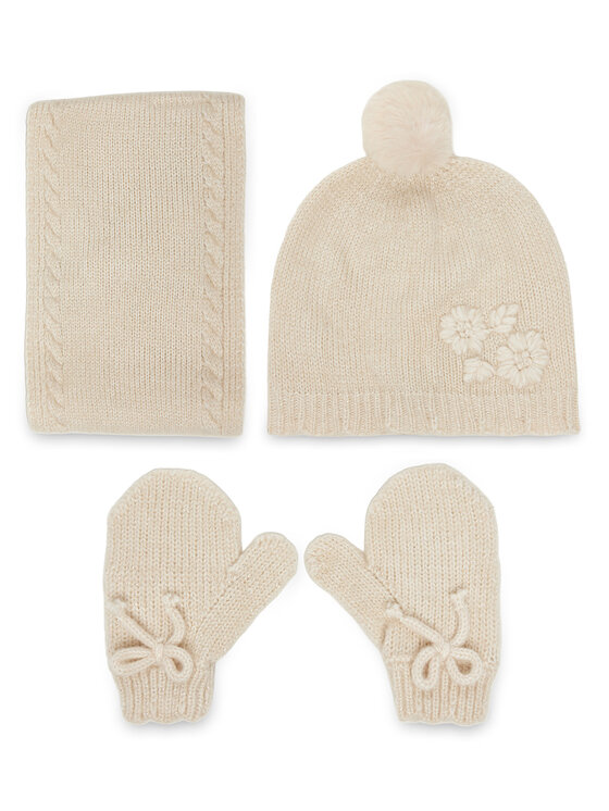Mayoral Mayoral Set Mütze, Loop-Schal und Handschuhe 10019 Beige