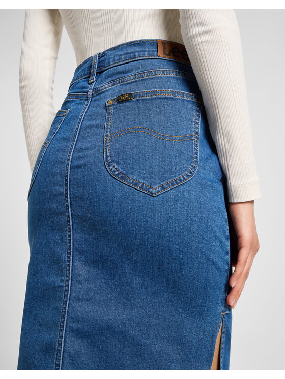 Lee Lee Spódnica SKIRT Niebieski Slim Fit