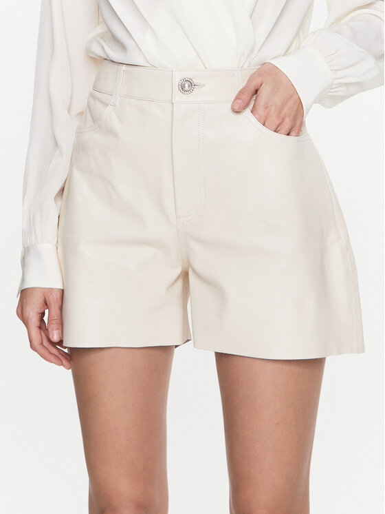 Custommade Custommade Ledershorts Nava 999418711 Écru Regular Fit