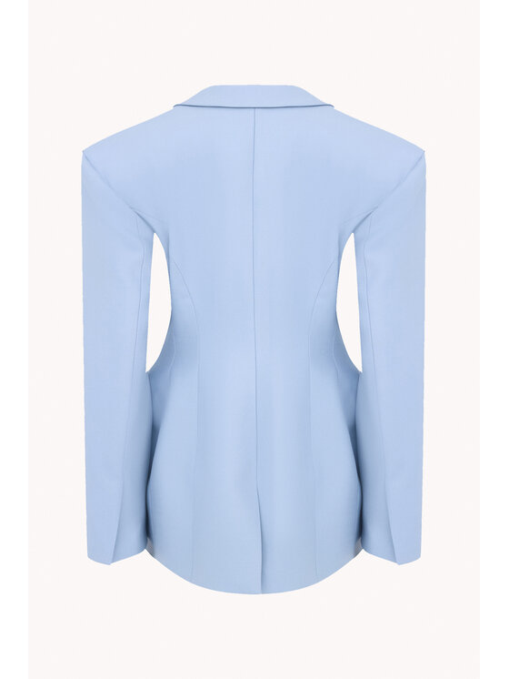 Epuzer Epuzer Marynarka Peplum wool Niebieski jasny Standard Fit