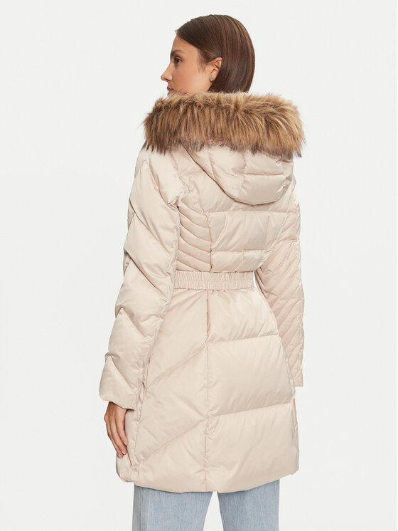 Guess Guess Пухено яке New Olga W4BL40 WEX52 Бежов Regular Fit