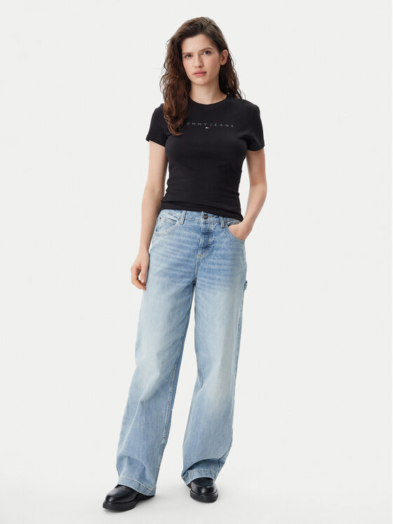 Tommy Jeans Tommy Jeans Tricou Tonal Linear DW0DW20315 Negru Slim Fit