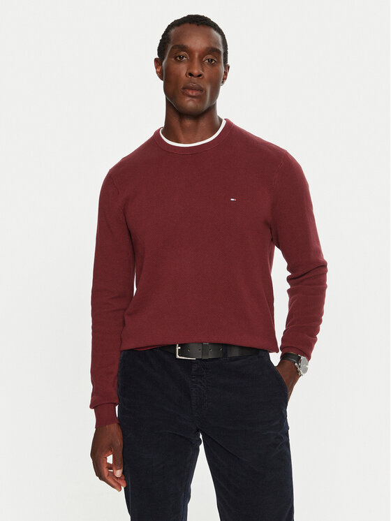 Tommy Hilfiger Tommy Hilfiger Pulover MW0MW36347 Bordo rdeča Regular Fit