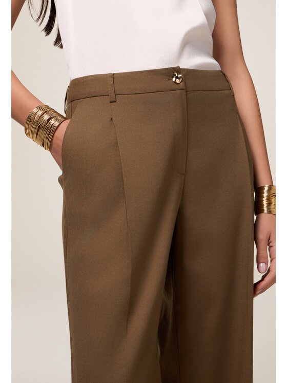 Oltre Oltre Pantaloni di tessuto P078R208668N022 Verde Baggy Fit