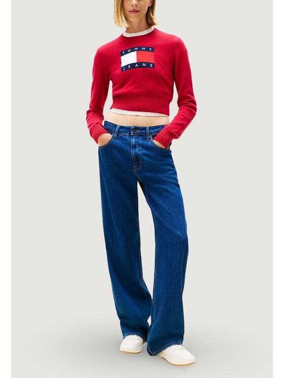 Tommy Jeans Tommy Jeans Πουλόβερ TJW SPARKLE FLAG SWE Κόκκινο Casual Fit