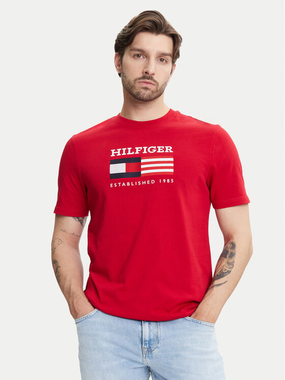 Tommy Hilfiger Tommy Hilfiger T-Shirt American Monotype MW0MW39843 Czerwony Regular Fit