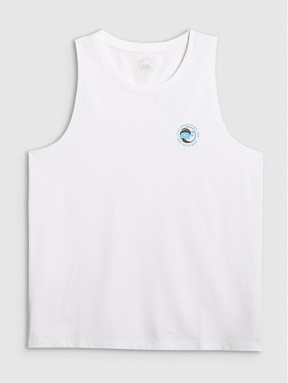 4F 4F Tank top 4FRSS26TSLEM366-10S Biały Regular Fit