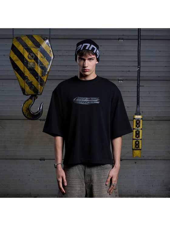 2005 2005 T-Shirt Retro Tuned Czarny Oversize