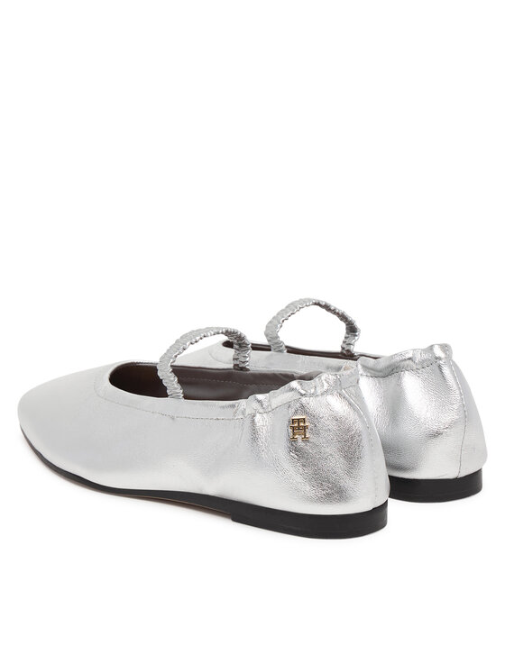 Tommy Hilfiger Tommy Hilfiger Балеринки Silver Lth Ellastic Ballerina FW0FW09466 Сребрист