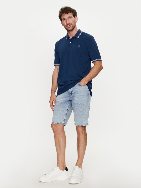 Bugatti Bugatti Polo majica 8150 55001A Mornarsko modra Slim Fit