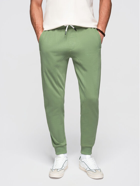 Ombre Ombre Spodnie dresowe OM-PABS-0305 Zielony Regular Fit