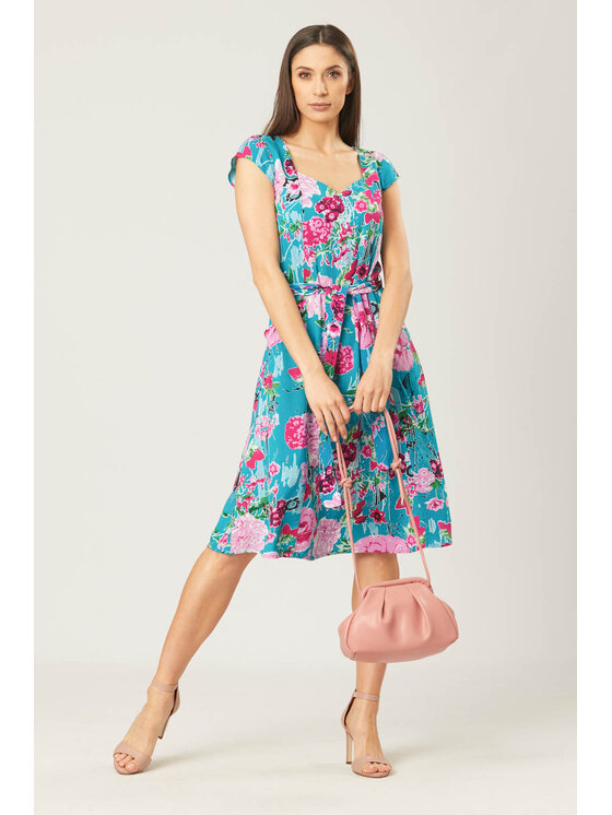 QUIOSQUE QUIOSQUE Sukienka codzienna 3881 Turkusowy Regular Fit