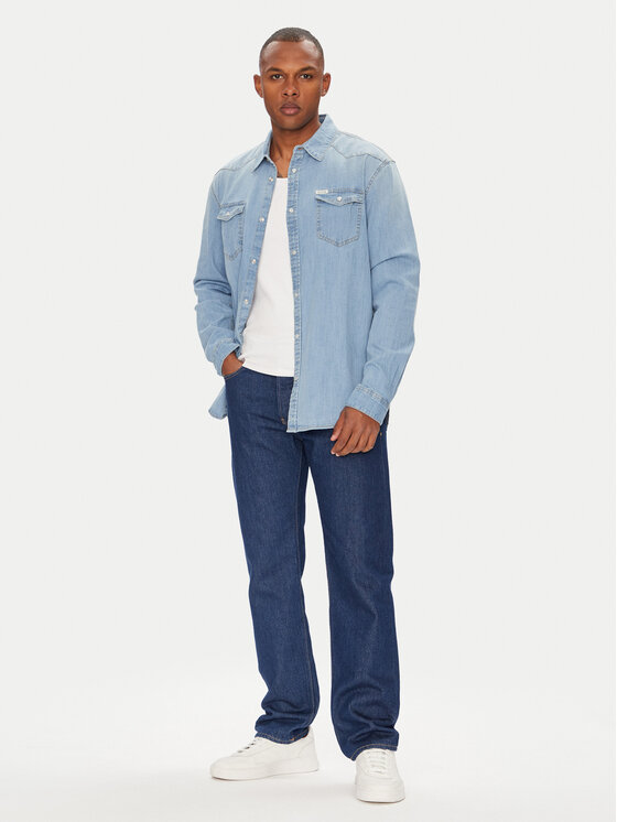 Guess Guess cămașă de blugi M4GH02 D3PF5 Albastru Slim Fit