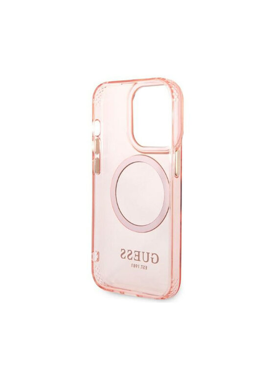 Guess Guess Etui na telefon Outline MagSafe Różowe złocenie