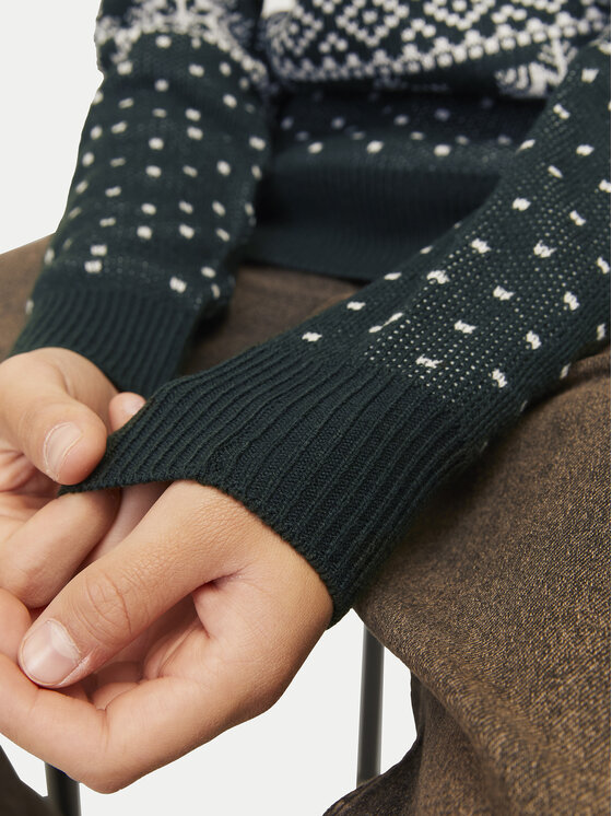 Jack & Jones Junior Jack & Jones Junior Svetr Xmas Gabriel 12267436 Zelená Regular Fit