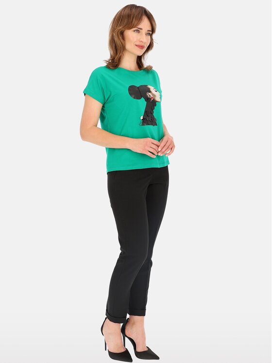 Perso Perso T-Shirt TCE246000F Zielony Regular Fit