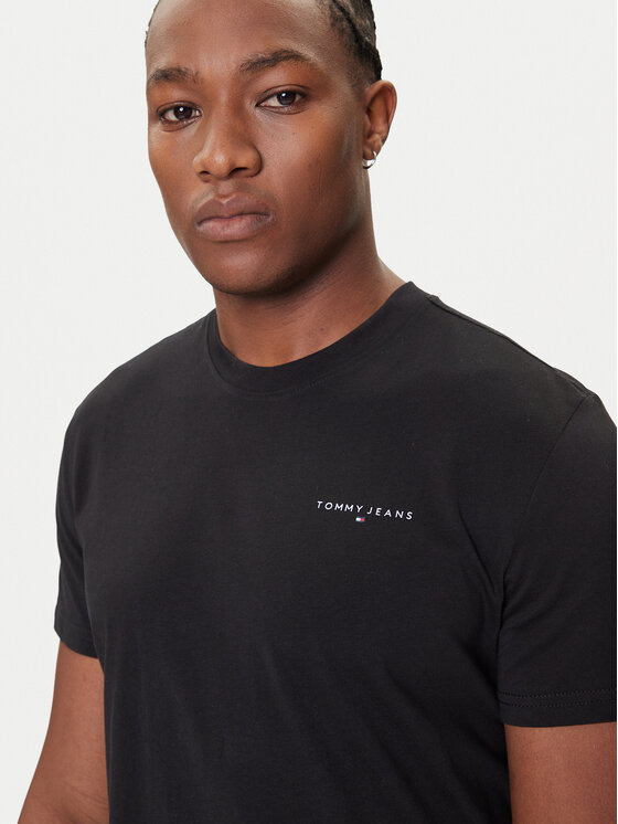 Tommy Jeans Tommy Jeans T-krekls Linear Chest DM0DM21780 Melns Slim Fit