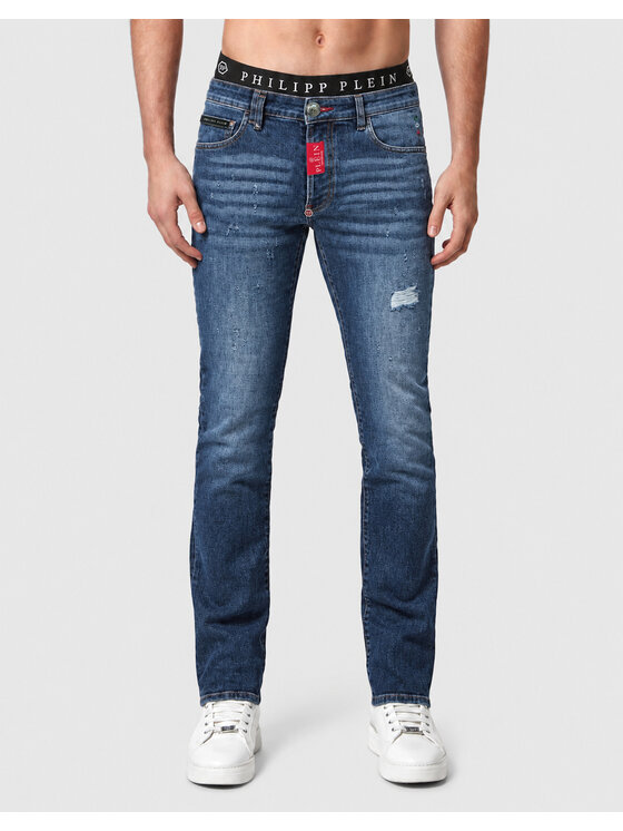 PHILIPP PLEIN PHILIPP PLEIN Džínsy 31788 Modrá Straight Fit