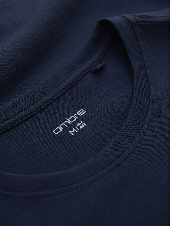 Ombre Ombre T-Shirt OM-TSPT-0269 Granatowy Regular Fit
