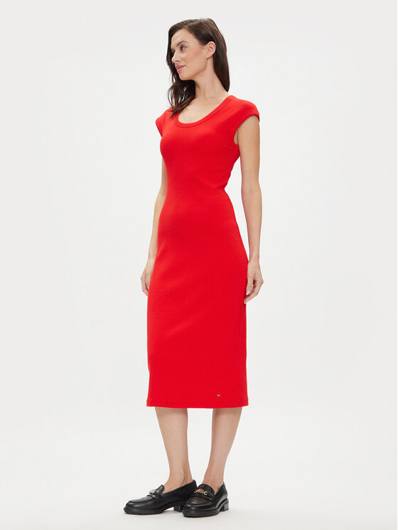 Tommy Hilfiger Tommy Hilfiger Vasarinė suknelė WW0WW41273 Raudona Slim Fit