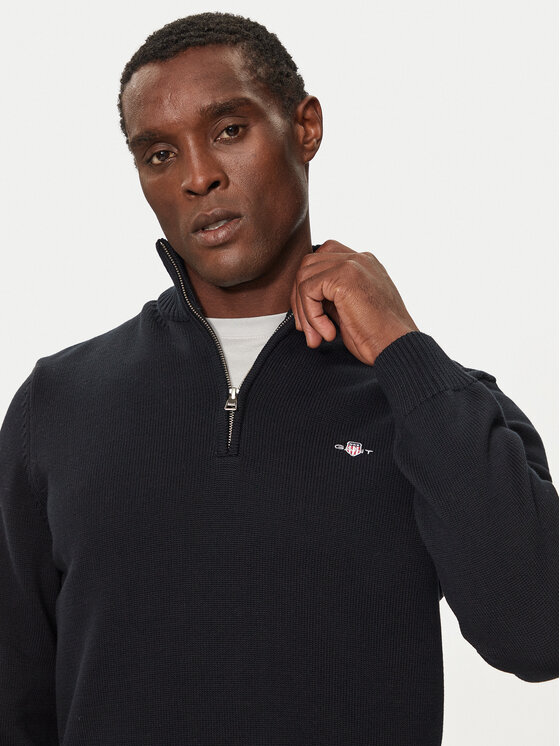 Gant Gant Svetr Casual Cotton Half Zip 8030170 Černá Regular Fit