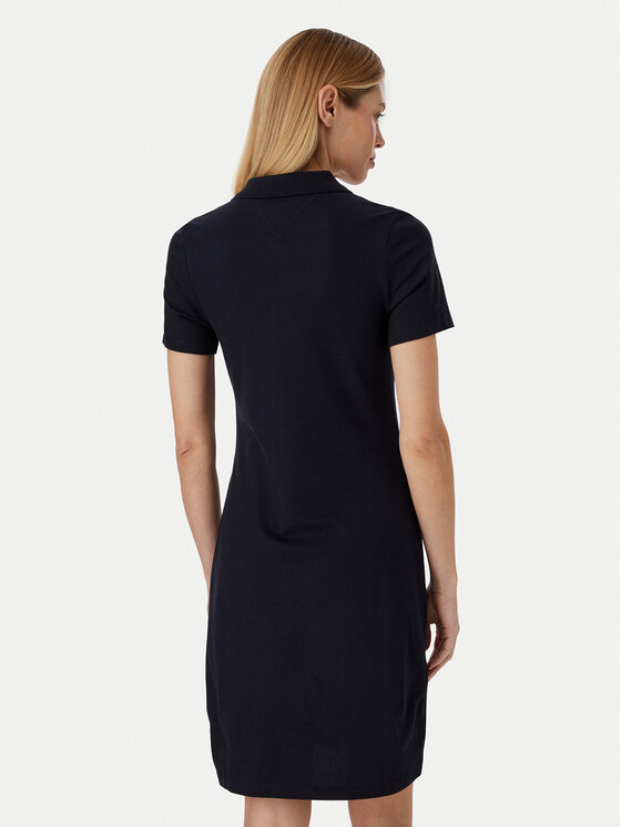 Tommy Hilfiger Tommy Hilfiger Igapäevane kleit 1985 Slim Pique Polo Dress Ss WW0WW42048 Tumesinine Slim Fit