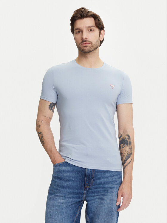 Guess Męski T-Shirt, rozmiar L, Niebieski, M2YI24 J1314