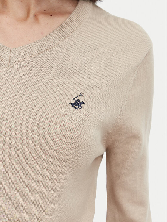 Beverly Hills Polo Club Beverly Hills Polo Club Sweter P-SS26W-M536563 Beżowy Regular Fit