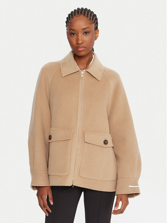 Marella Marella Płaszcz wełniany Gettone 2523086011 Beżowy Loose Fit