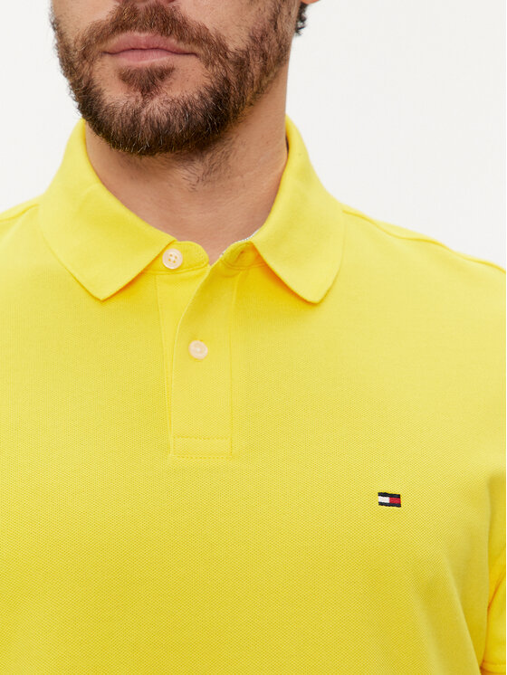 Tommy Hilfiger Tommy Hilfiger Тениска с яка и копчета 1985 MW0MW17770 Жълт Regular Fit