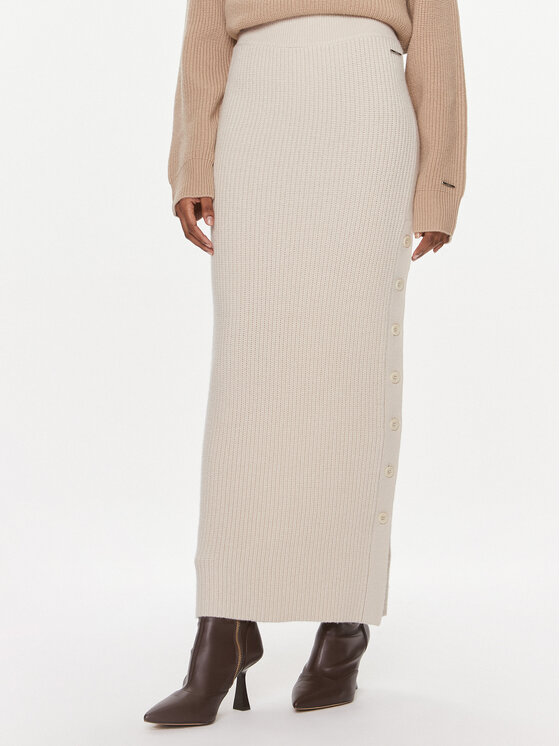 Calvin Klein Calvin Klein Пола тип молив K20K206017 Бежов Slim Fit