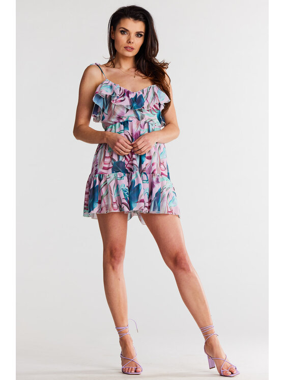 Awama Awama Sukienka A503 Kolorowy Basic Fit