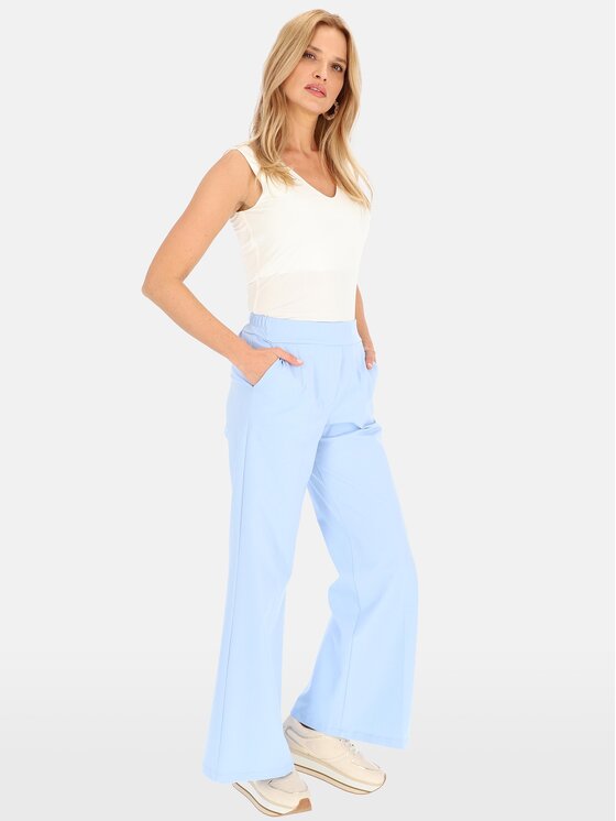 Perso Perso Bavlnené nohavice PTE242408F Modrá Regular Fit
