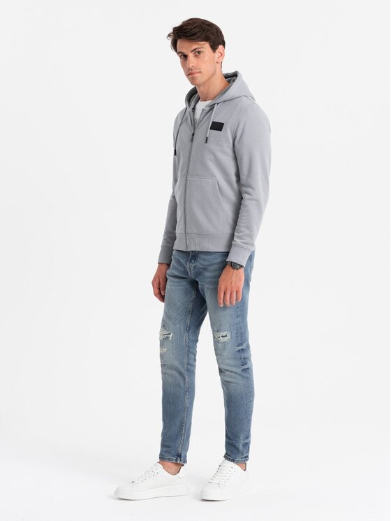 Ombre Ombre Mikina OM-SSZP-0140 Šedá Regular Fit