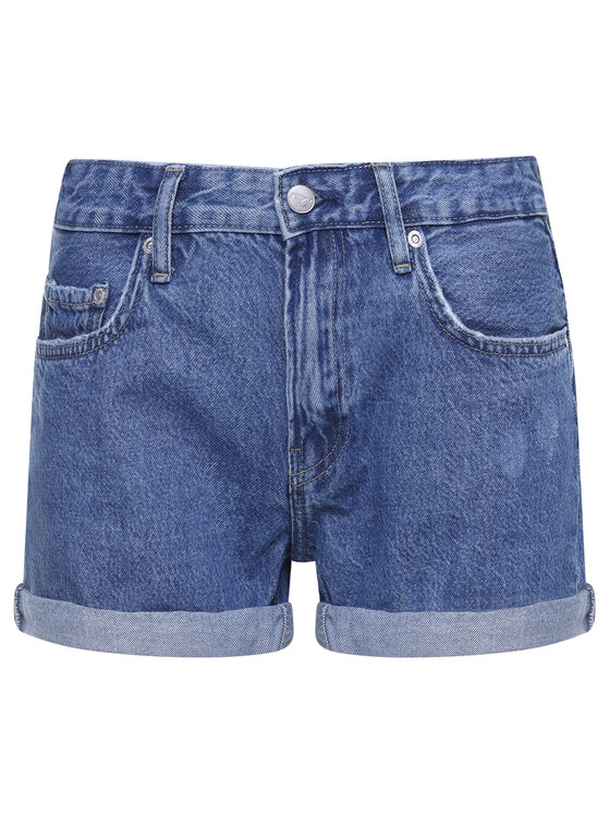 Short Jean Femme Pepe Jeans Mable - Denim Décoloré Extensible - Taille Moyenne - 100% Coton