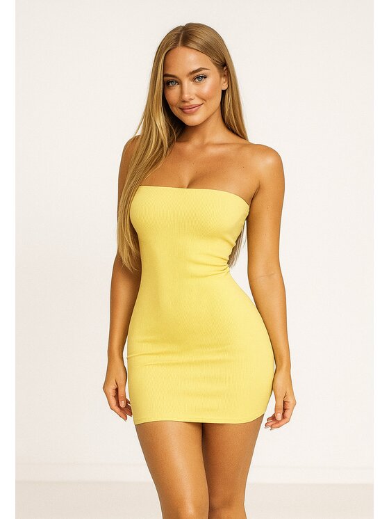 Nudyess Nudyess Vestito estivo 1022A Giallo Fitted Fit