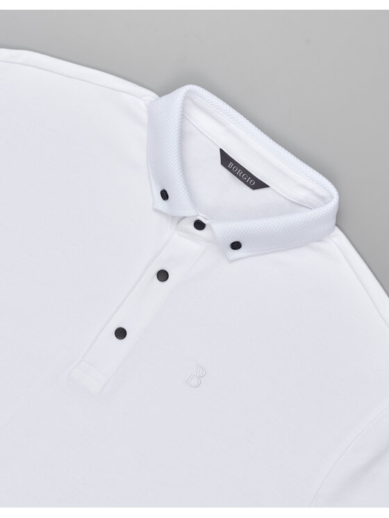 Borgio Borgio Polo matteo 01 Biały Classic Fit