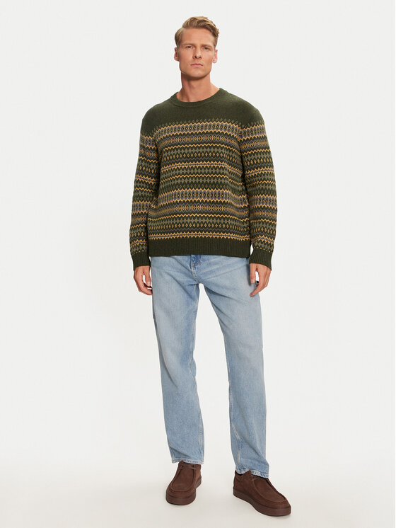 Wrangler Wrangler Sweater Fairisle 112357294 Zöld Relaxed Fit