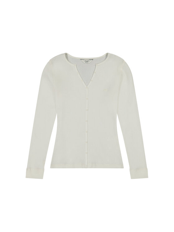 Lee Lee Blusa WASHED WAFFLE HENLEY Bianco Slim Fit