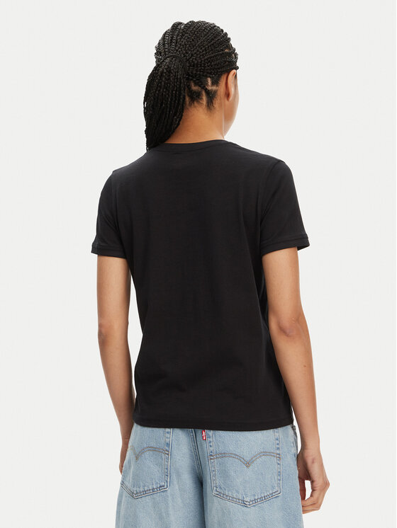 Kappa Cabou T-Shirt Donna, Maniche Corte, Vestibilità Aderente, Scollo A V, 100% Cotone, Collezione Logo Woman Primavera/Estate 2024