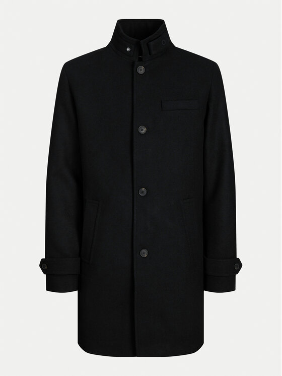Jack & Jones Jack & Jones Vlněný kabát Melton 12258672 Černá Regular Fit