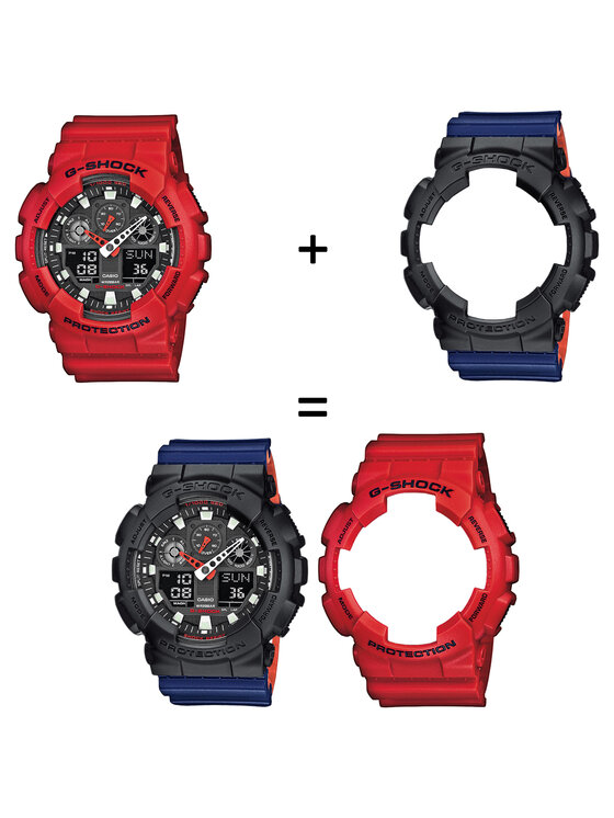 Casio Casio Zegarek SET GA-100B-4AER + BEZEL 10358741 + PASEK 10527467 Niebieski