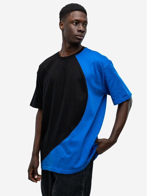 Good Luck Good Luck T-Shirt Koszulka Męska Z Krótkim Rękawem Oversize Czarna / Niebieska GOOD LUCK Loopy L Czarny Regular Fit
