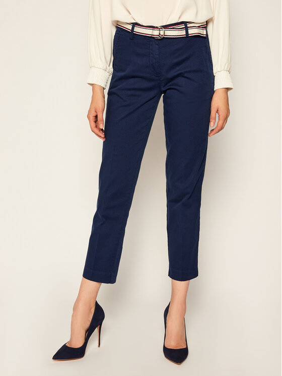 Tommy Hilfiger Tommy Hilfiger Pantaloni di tessuto Dobby WW0WW27285 Blu scuro Regular Fit