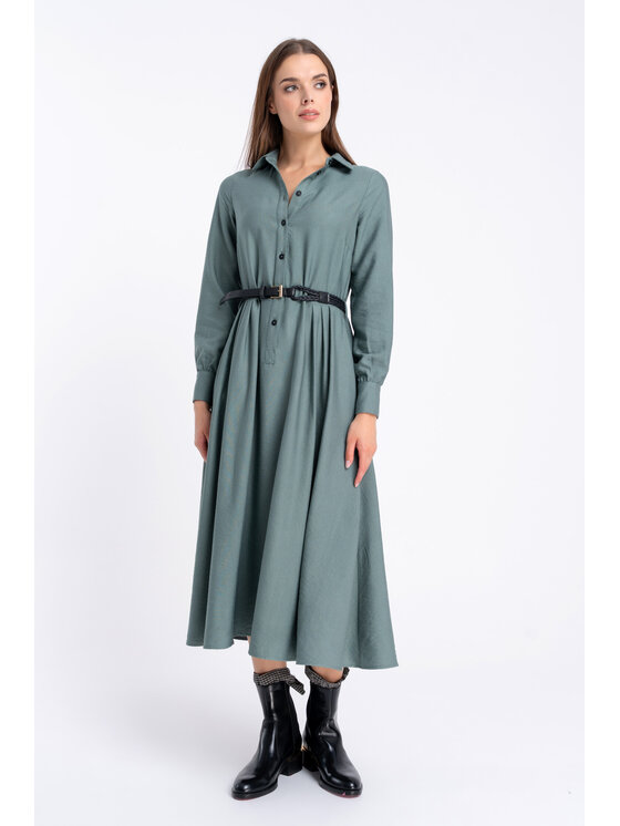 CLICK CLICK Každodenní šaty 60-6155 Zelená Regular Fit