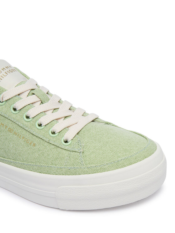 Tommy Hilfiger Tommy Hilfiger Sneakers Washed Canvas Platform Trainers FW0FW09172 Grün