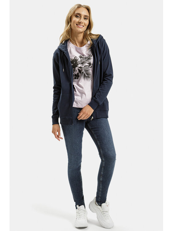 Cross Jeans Cross Jeans Bluza 65454-001 Granatowy Zipped Hoodie Fit