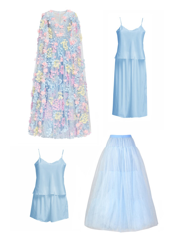 MATSOUR'I MATSOUR'I Sukienka elegancka Hortensia Maxi Niebieski A-Line Fit